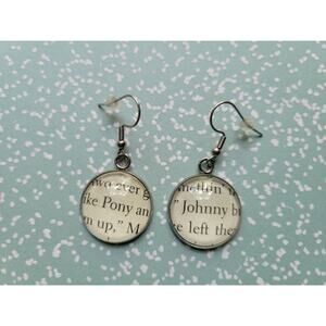 Pony and Johnny pendant earrings made with The Outsiders book pages